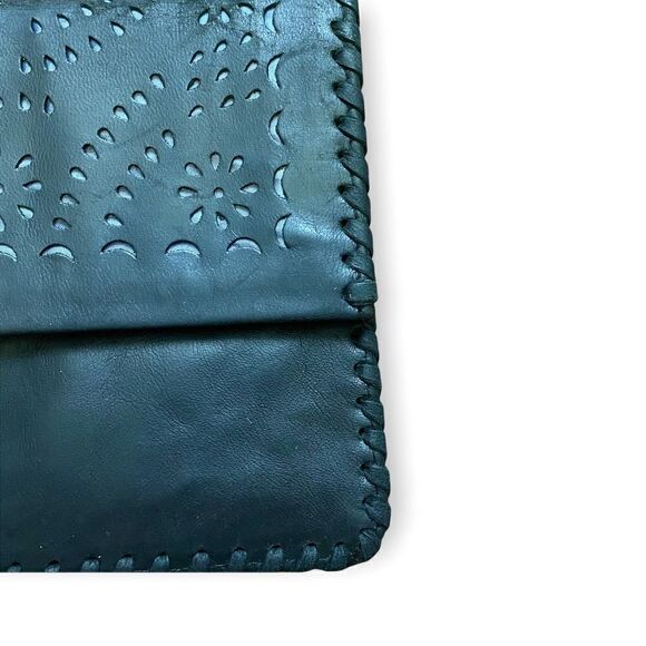 SENSEA Leather Boho Cutout Lined Slim Clutch In‎ Black - Picture 2 of 7